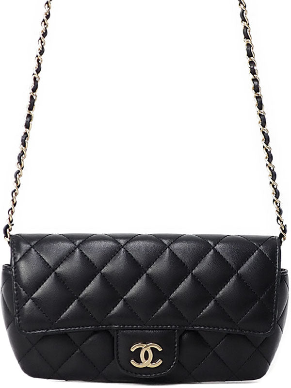 Chanel Matelasse Chain Pochette Shoulder Bag Black