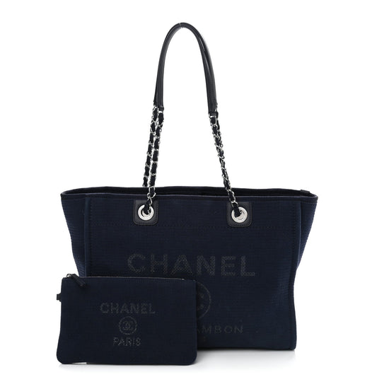 Chanel Mixed Fibers Small Deauville Tote Navy