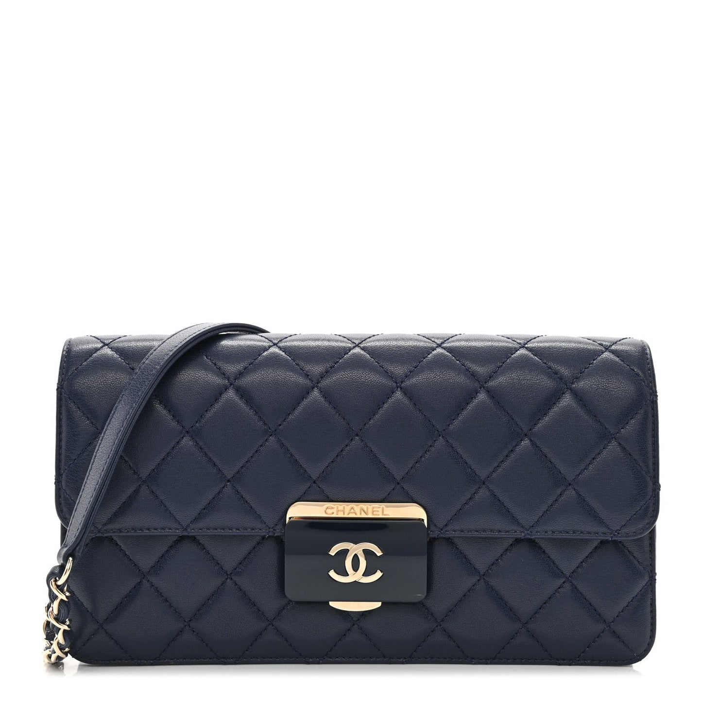 Chanel Sheepskin Quilted Small Beauty Lock Flap Navy