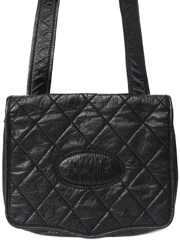 Chanel Matelasse Logo Shoulder Bag Black