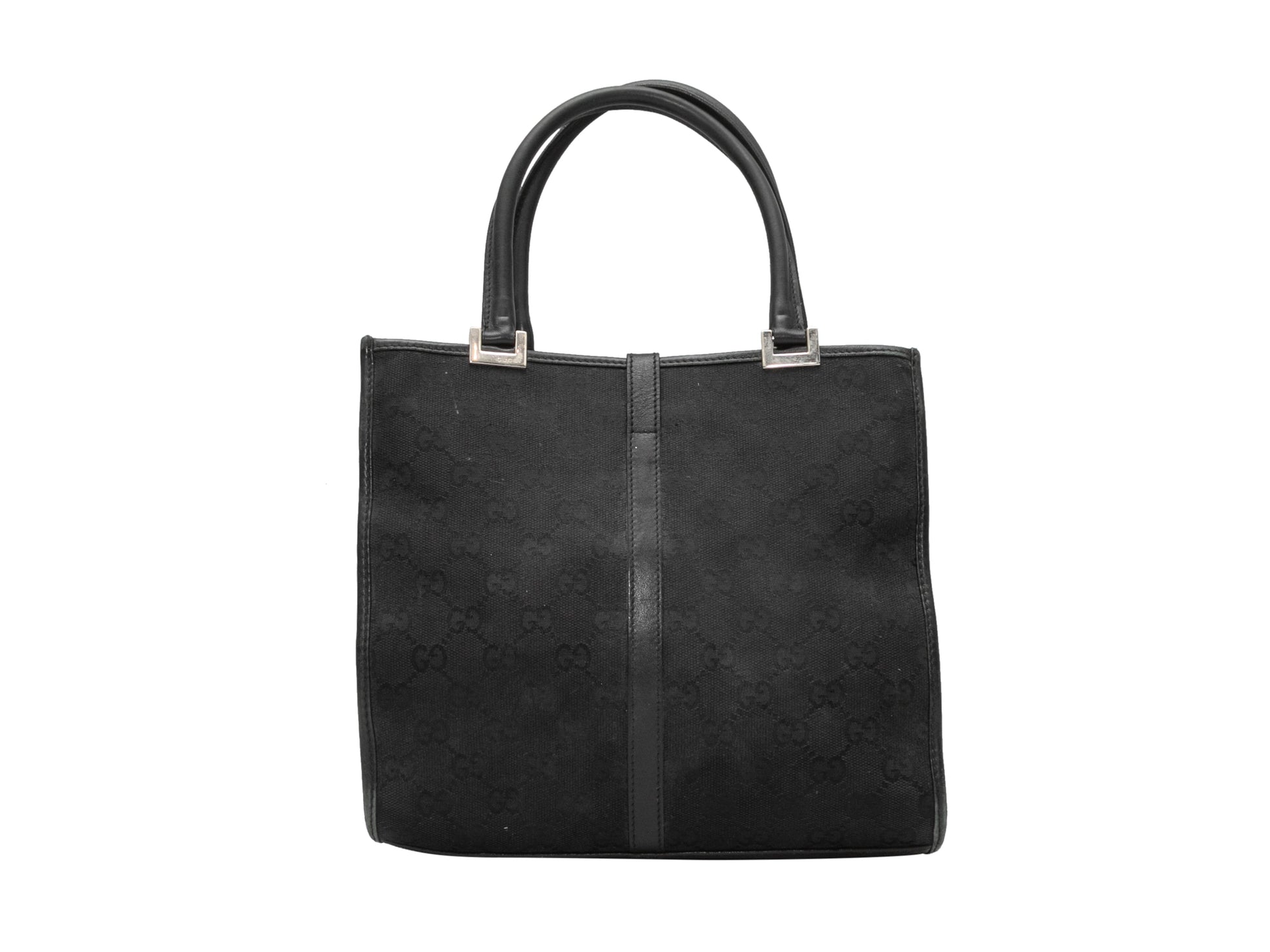 Gucci Black Leather Canvas Tote Style 15