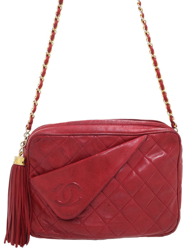 Chanel Matelasse Chain Shoulder Bag Red