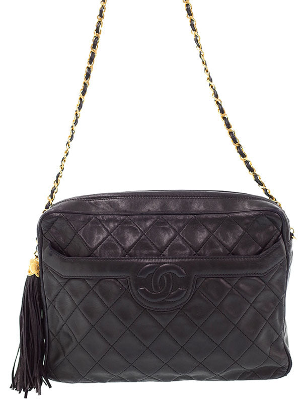 Chanel Matelasse Chain Lambskin Black Shoulder Bag