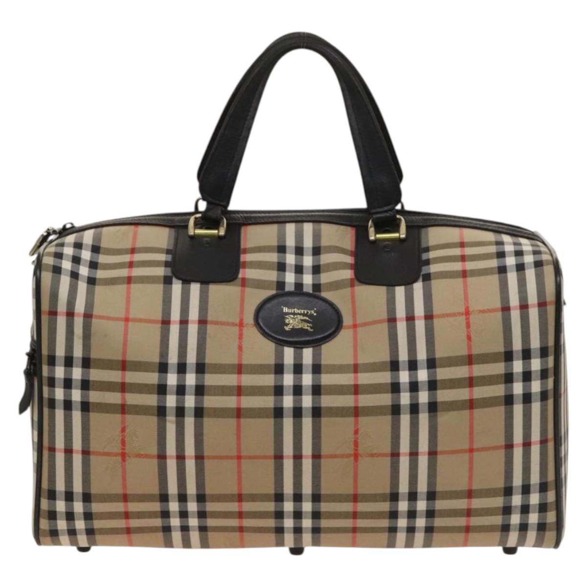 Burberry Nova Check Beige Canvas, Leather Travel Bag ( )
