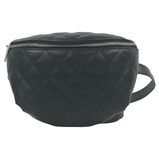 Chanel Body Bag Hardware Lambskin Black Silver