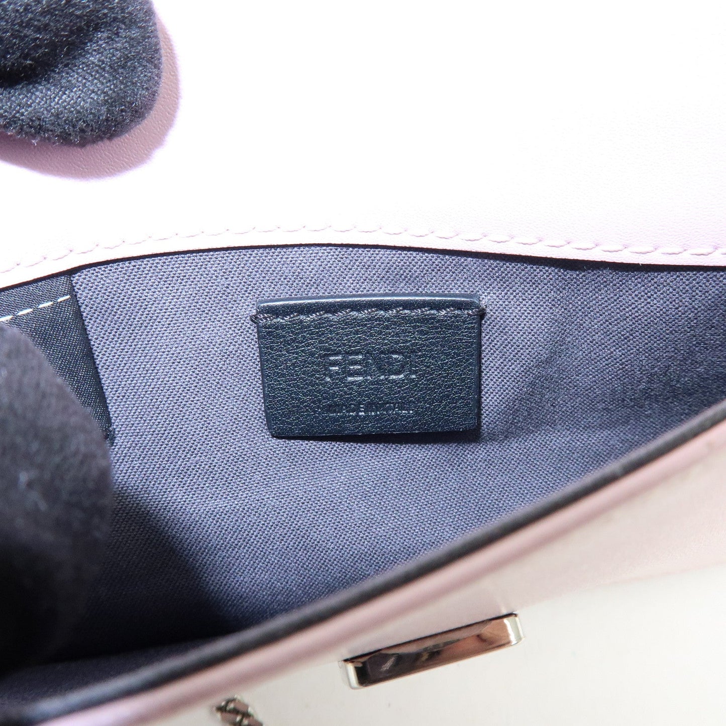 FENDI Leather Studs Chain Wallet Shoulder Bag Pink 8M0346