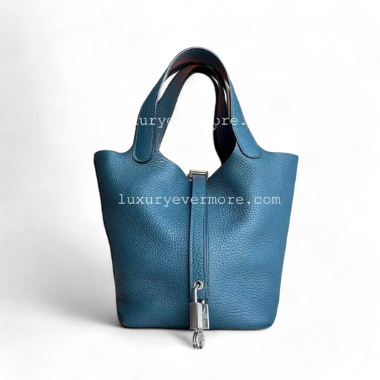Hermes Picotin 18 - Clemence TC Stamp A Blue Silver Hardware