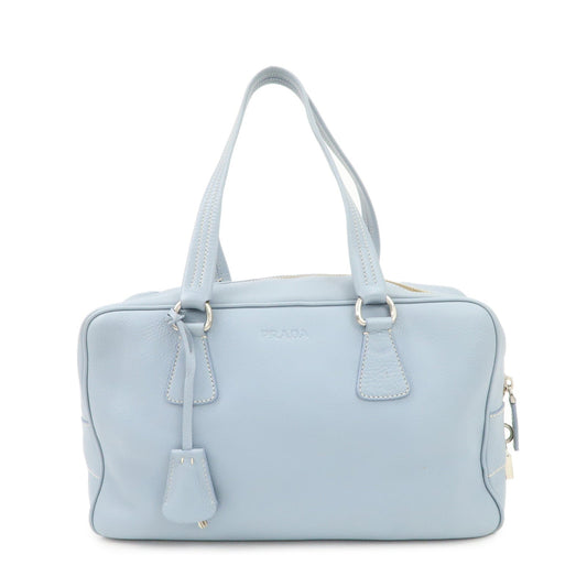 PRADA Leather Boston Bag Shoulder Bag Blue BR2246