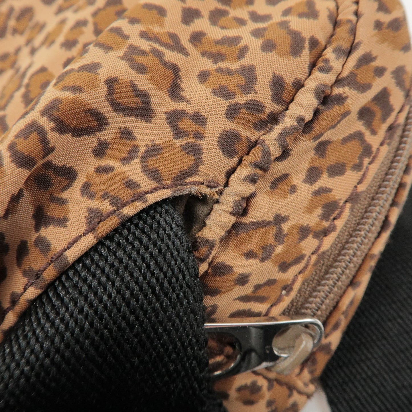 BOTTEGA VENETA Nylon Animal Print Waist Bag Brown Black 216371