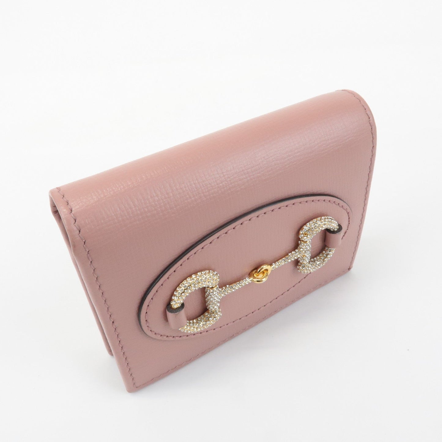 GUCCI Horsebit Leather Bi-fold Wallet Small Wallet Pink 621887