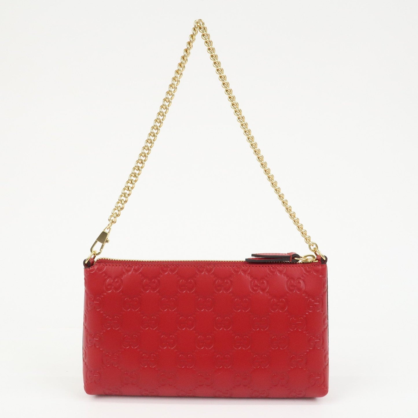 GUCCI Guccissima Leather Chain Shoulder Bag Pouch Red 428449