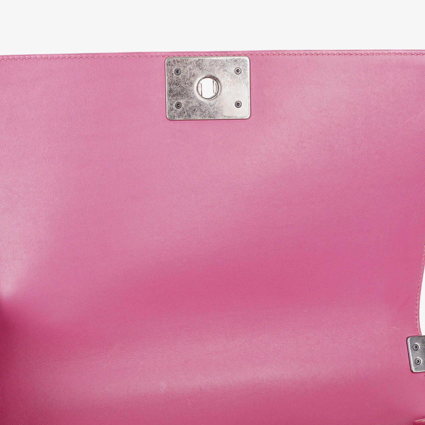 Chanel Large Boy Pink Distressed Patent Quilted Flap Bag