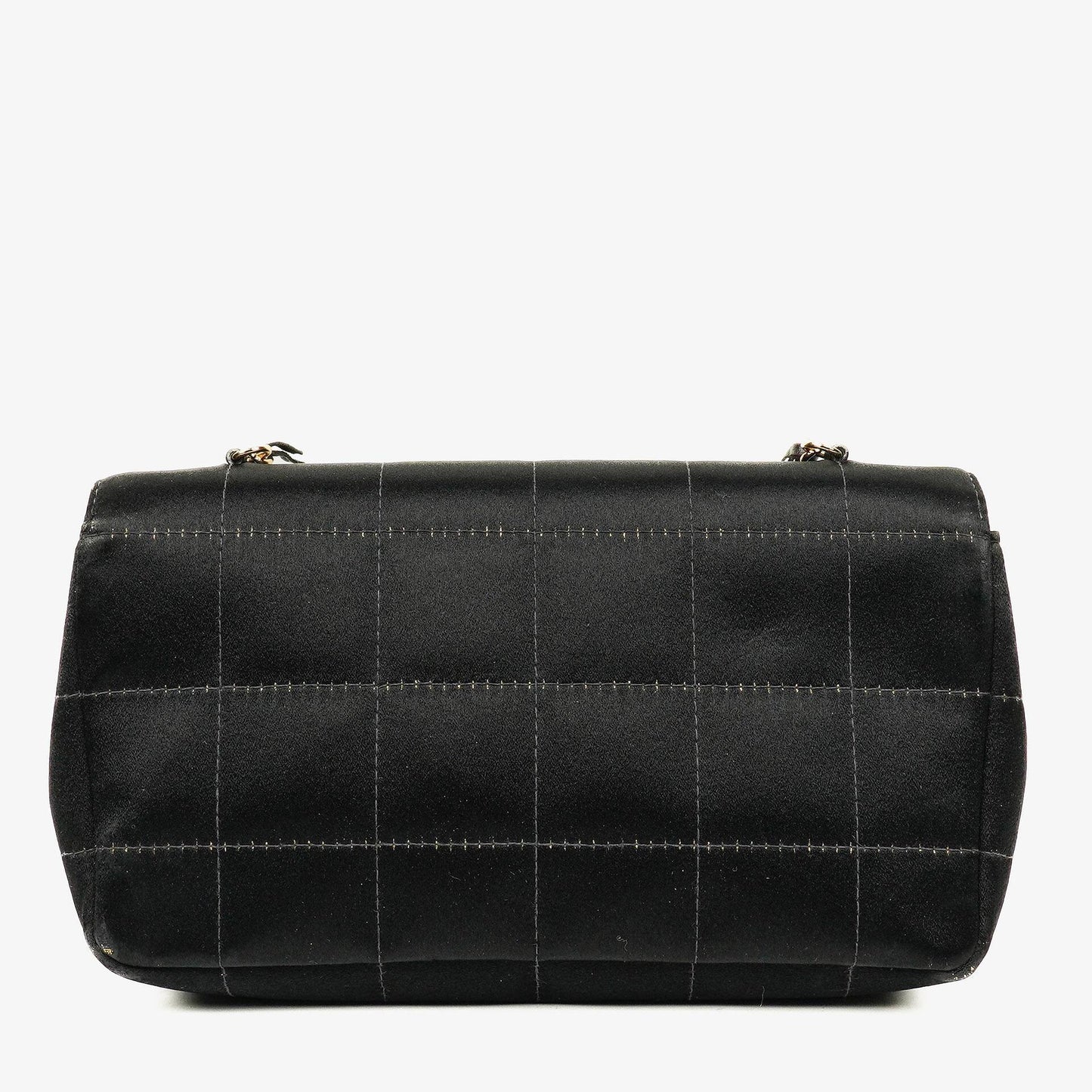 Chanel Black Satin Chocolate Bar Quilted Rectangular Mini Flap Bag