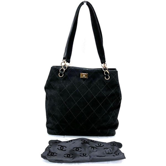 Chanel Coco Mark Wild Stitch Suede Leather Tote Bag
