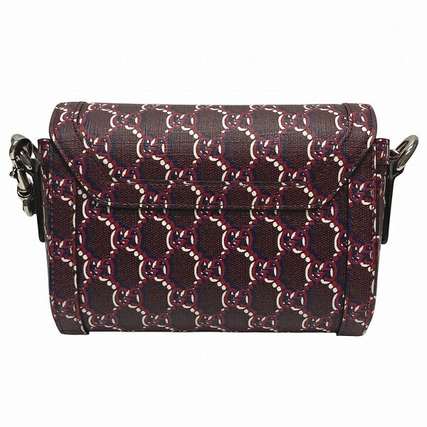 Gucci Rosso Ancora Super Mini Shoulder GG Shadow Canvas Shoulder Bag