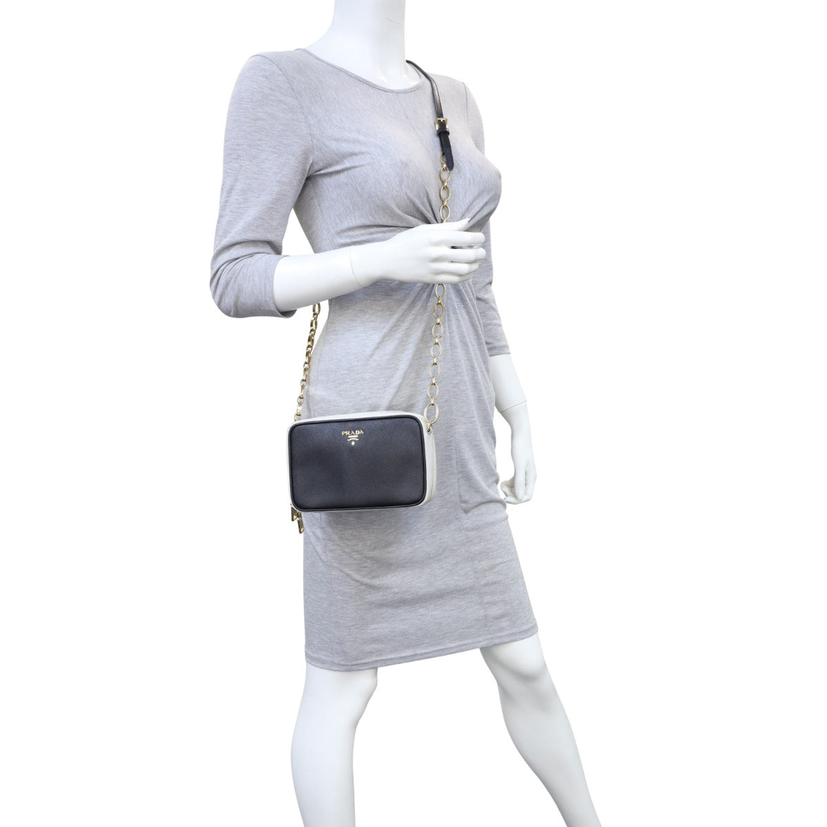 Prada Saffiano Camera Crossbody Chain Bag