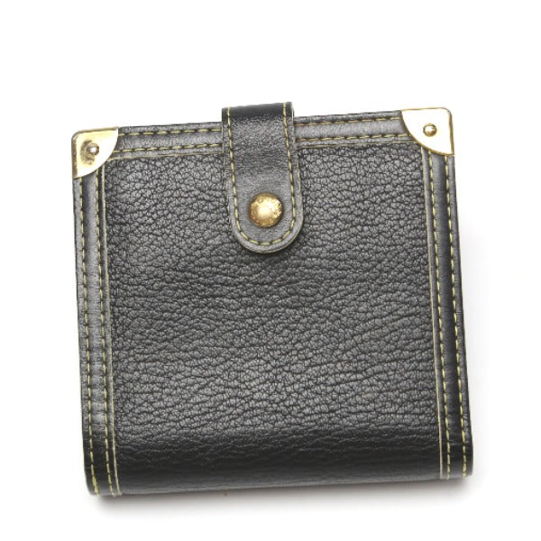 LOUIS VUITTON Bifold Wallet M91828 leather black Fastener Coin Pocket Suhari Compact zip mens(Unisex)