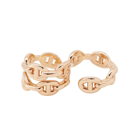 HERMES Chaine d'Ancre Double Ring Size 50/#10 18K Pink Gold