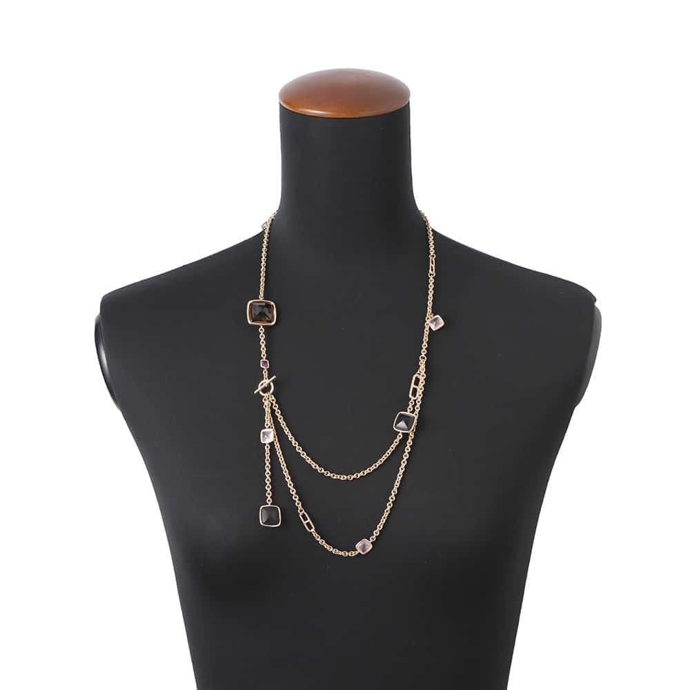 HERMES Multi Stone Chaine d'Ancre Necklace 18K Pink Gold