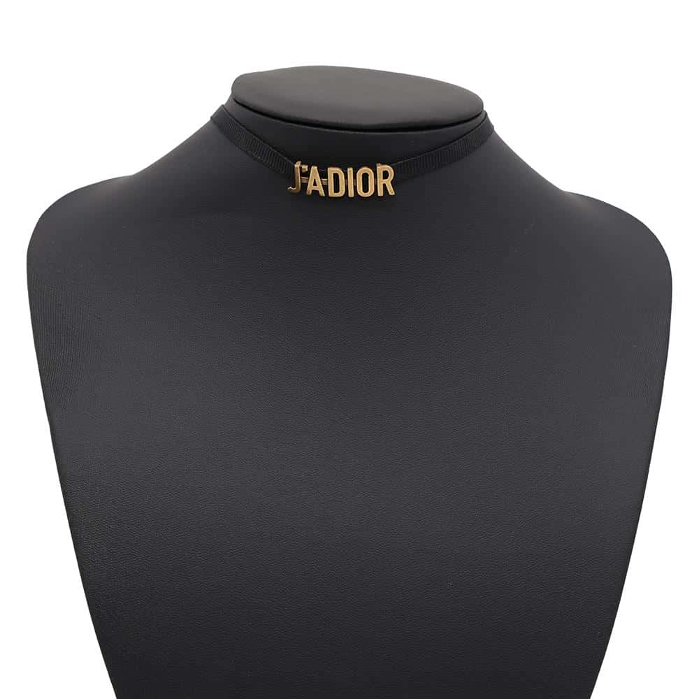 Dior JaDior Choker Antique Gold/BlackN0681ADRMT Metal Grosgrain Ribbon