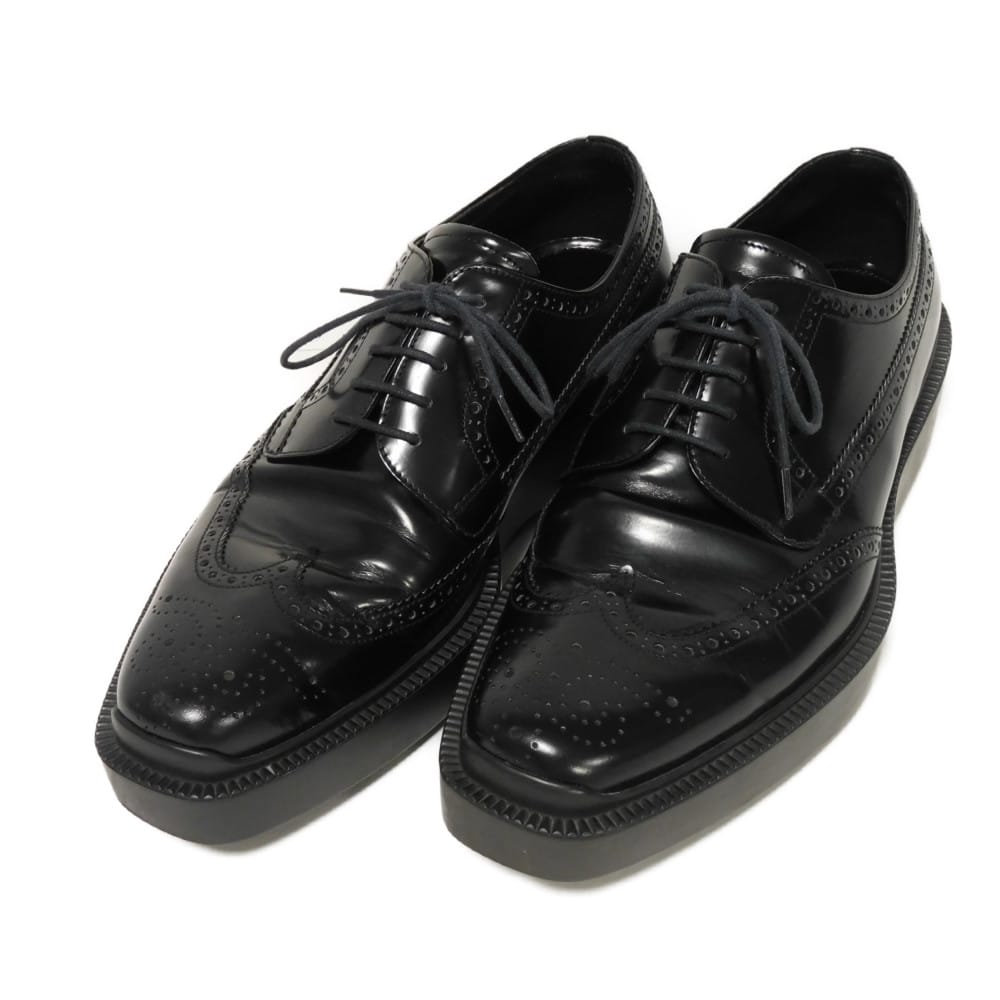 PRADA Dress shoes 2EE153 Calf leather black Plat form Medallion Wingtip