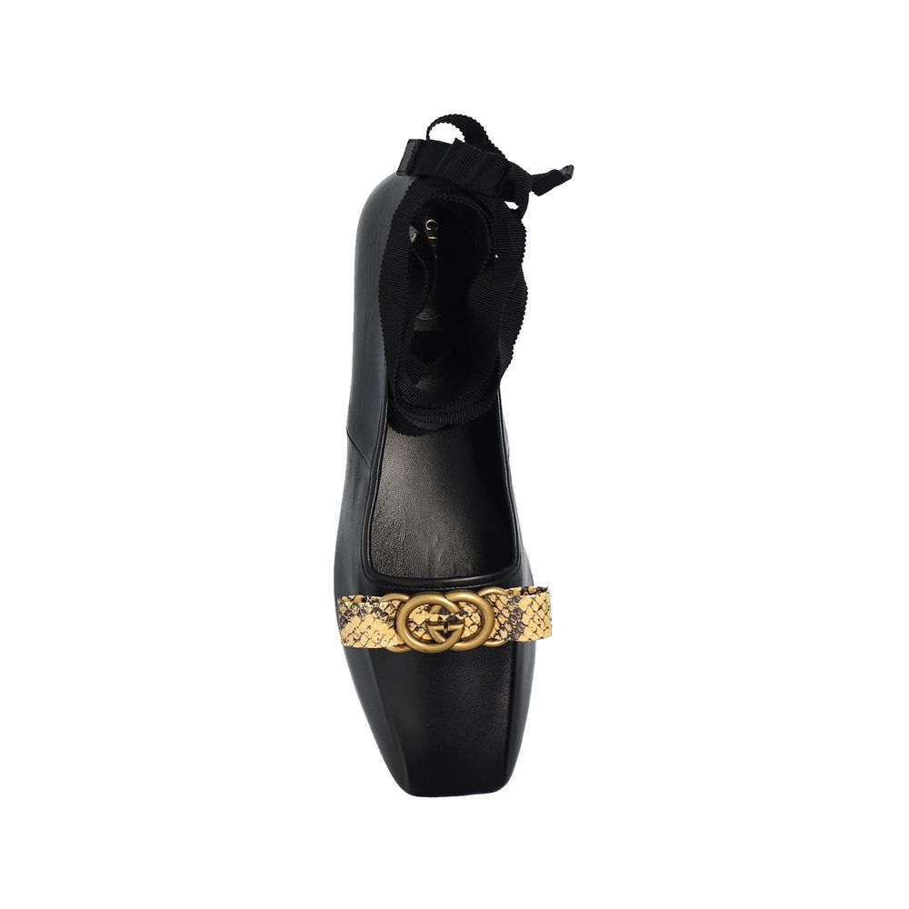 Gucci Black Calfskin Ballet Women's Flats