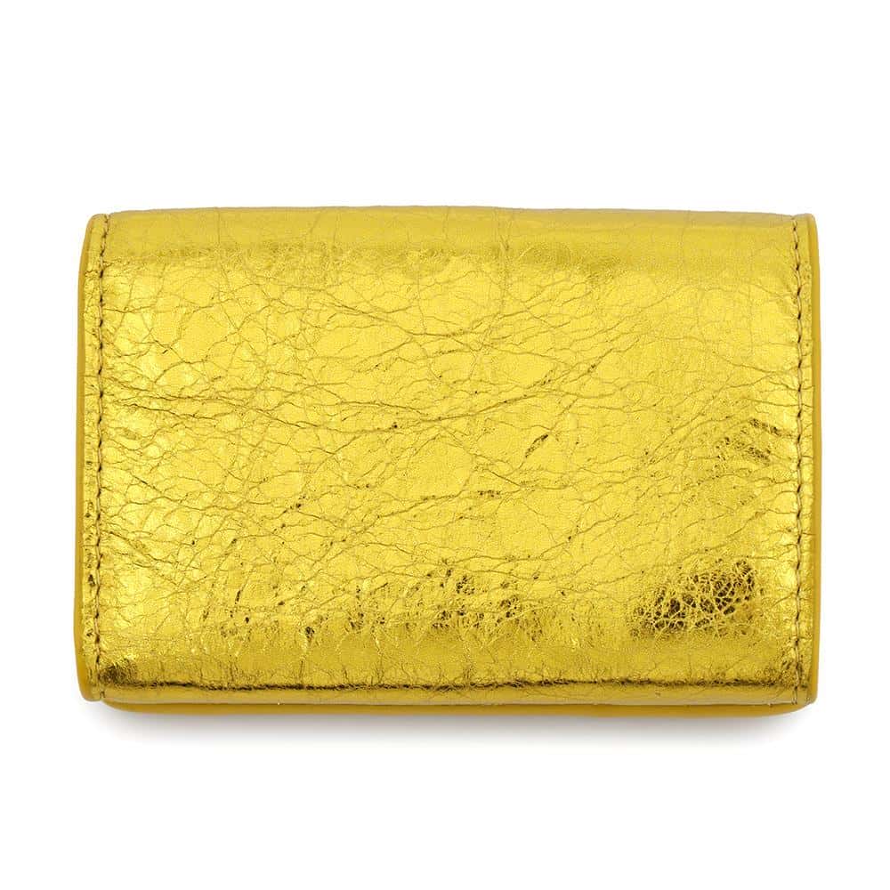BALENCIAGA Paper mini wallet Gold391446 Leather