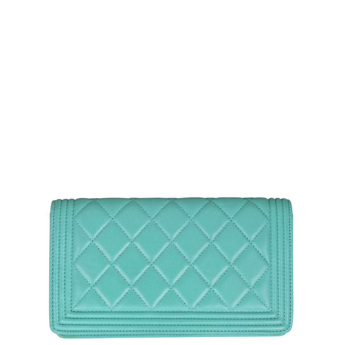 Chanel Boy Long Flap Wallet |  Light Teal