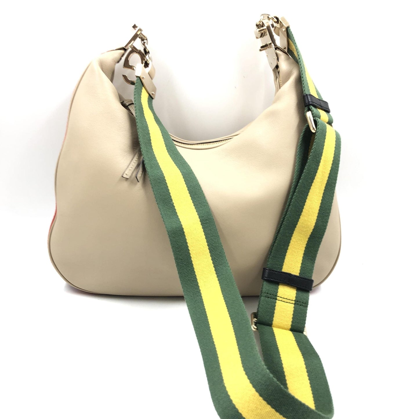 Gucci Gucci Aria Calfskin Web Large Attache Shoulder Bag Women's Beige ( )