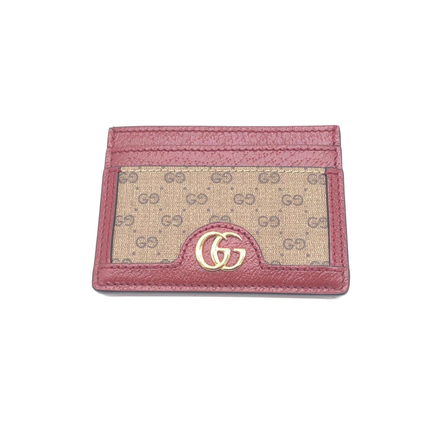 Gucci GG Supreme Card Case In Women's Burgundy ( )