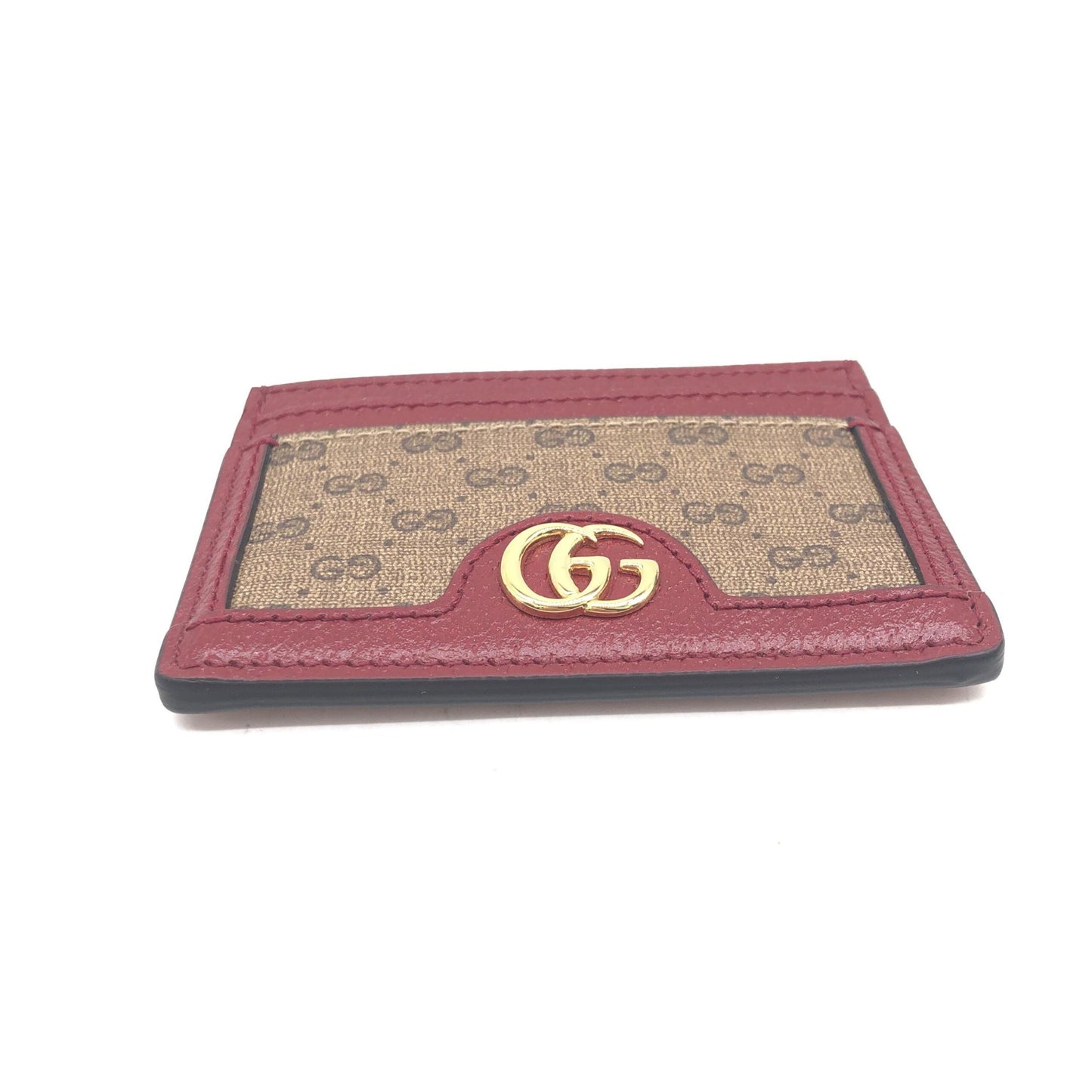 Gucci GG Supreme Card Case In Women's Burgundy ( )