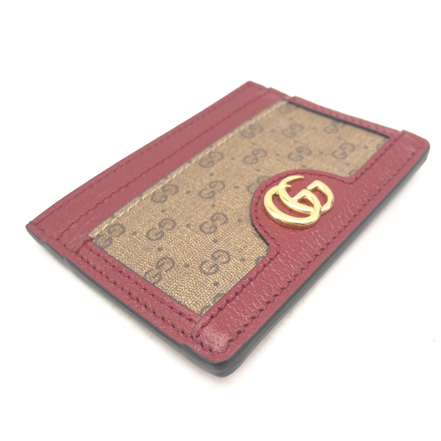 Gucci GG Supreme Card Case In Women's Burgundy ( )