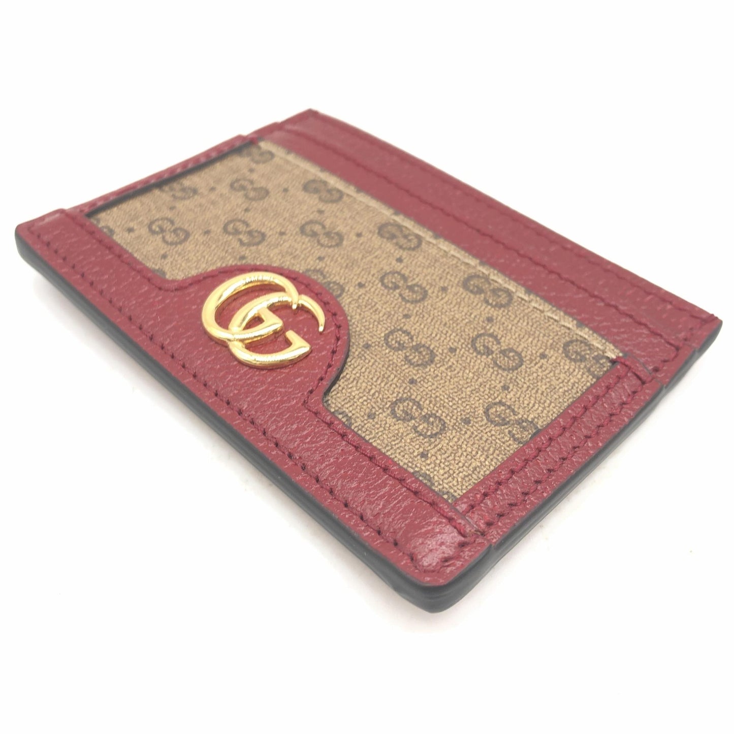 Gucci GG Supreme Card Case In Women's Burgundy ( )