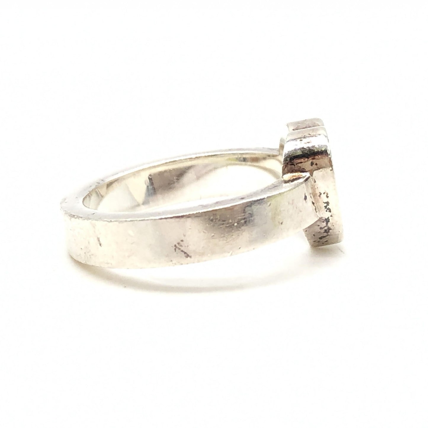 Gucci Sterling Silver Heart Trademark Ring, US Size Women's 5.5 ( )