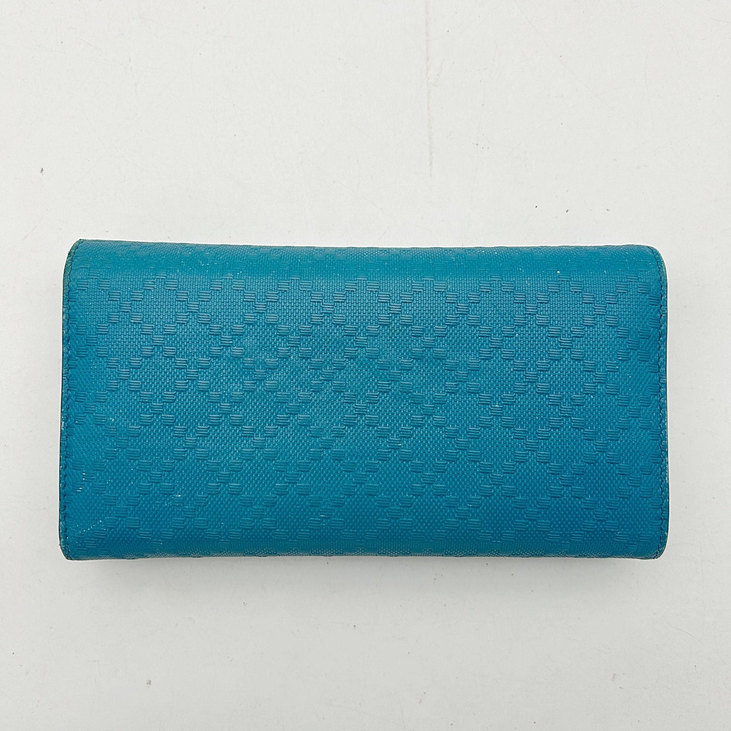 Gucci Blue Turquoise Diamante Leather Flap Continental Wallet gu0109uy