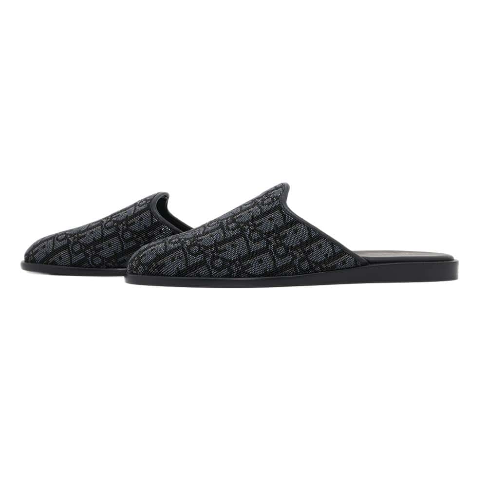 Dior Oblique slippers Navy/Black3SV097ZCC Beads Leather Size 41 1/2
