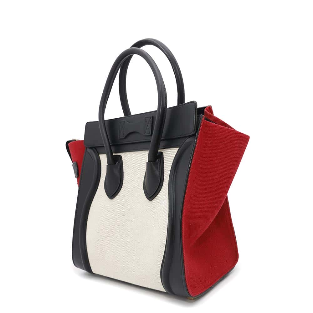 CELINE Luggage shopper Natural/Black/Red167792 Canvas Leather Size micro
