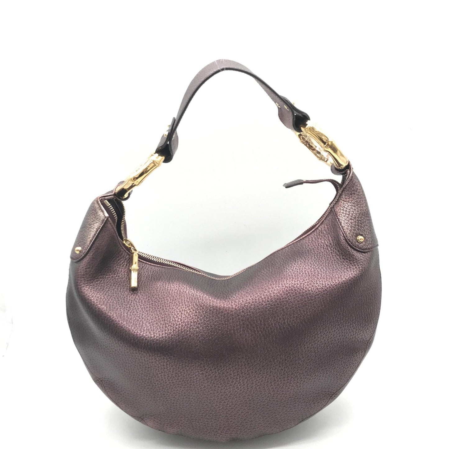 Gucci Metallic Leather Bamboo Ring Hobo Women's Bag ( )