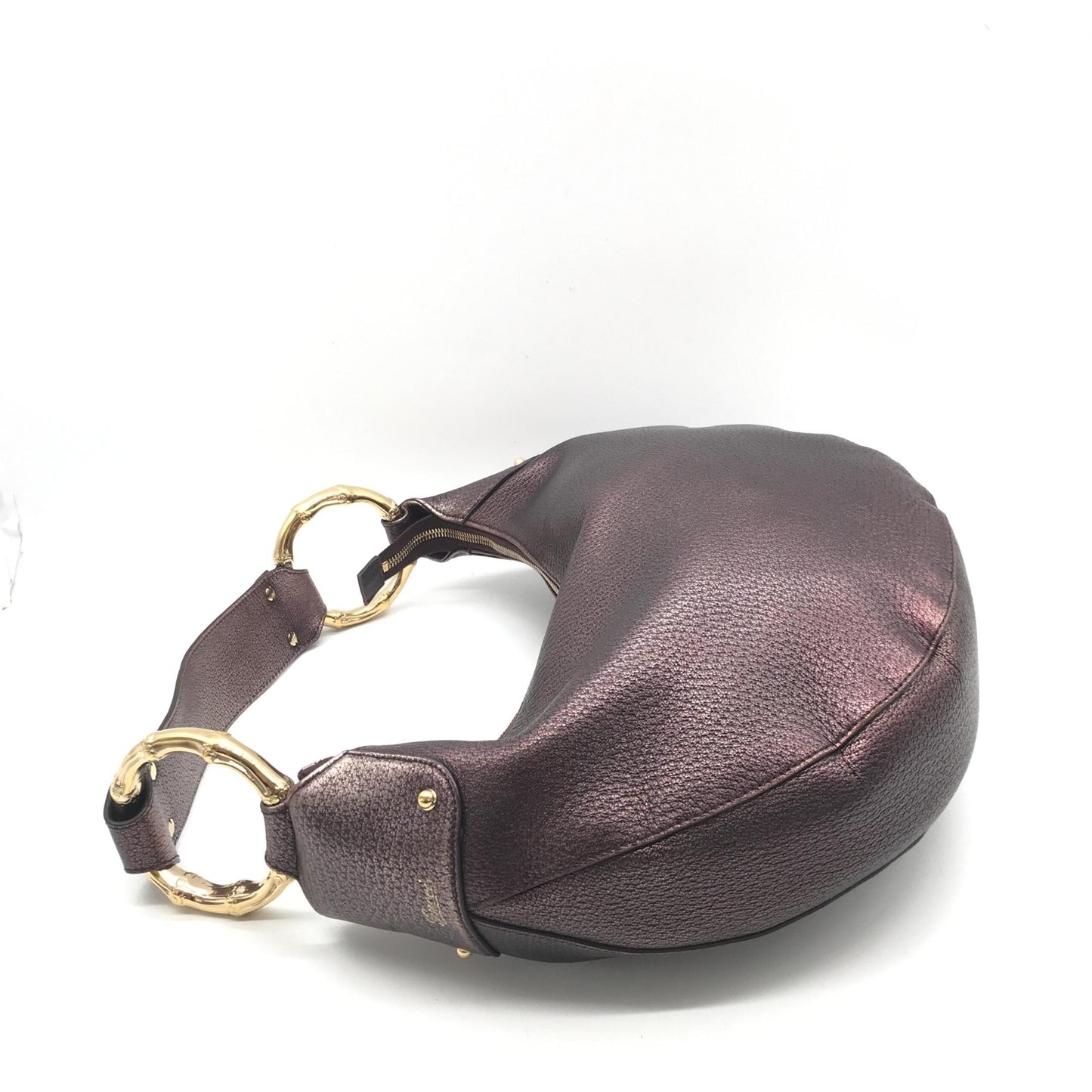 Gucci Metallic Leather Bamboo Ring Hobo Women's Bag ( )