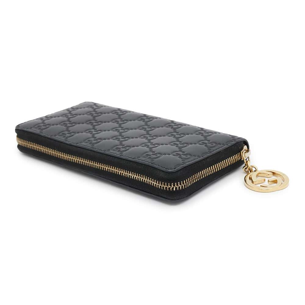 GUCCI GG Guccissima Zip Around Long Wealth Cloth Black409342 Leather