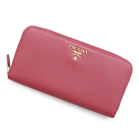 PRADA Saffiano Leather Zip Around Chozai Cloth Pink1ML506 Leather