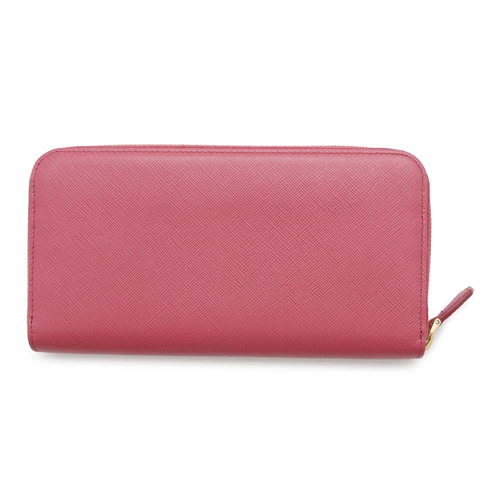 PRADA Saffiano Leather Zip Around Chozai Cloth Pink1ML506 Leather