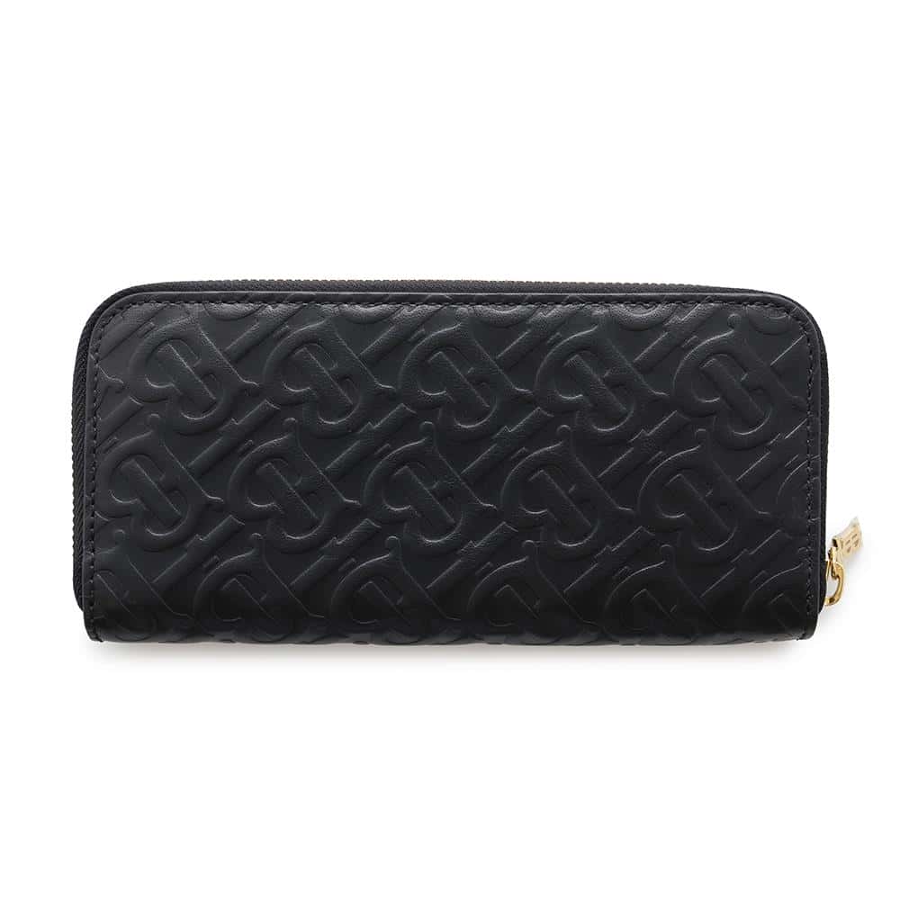 BURBERRY TB logo Zip Around Long Cloth Black8011601 Leather