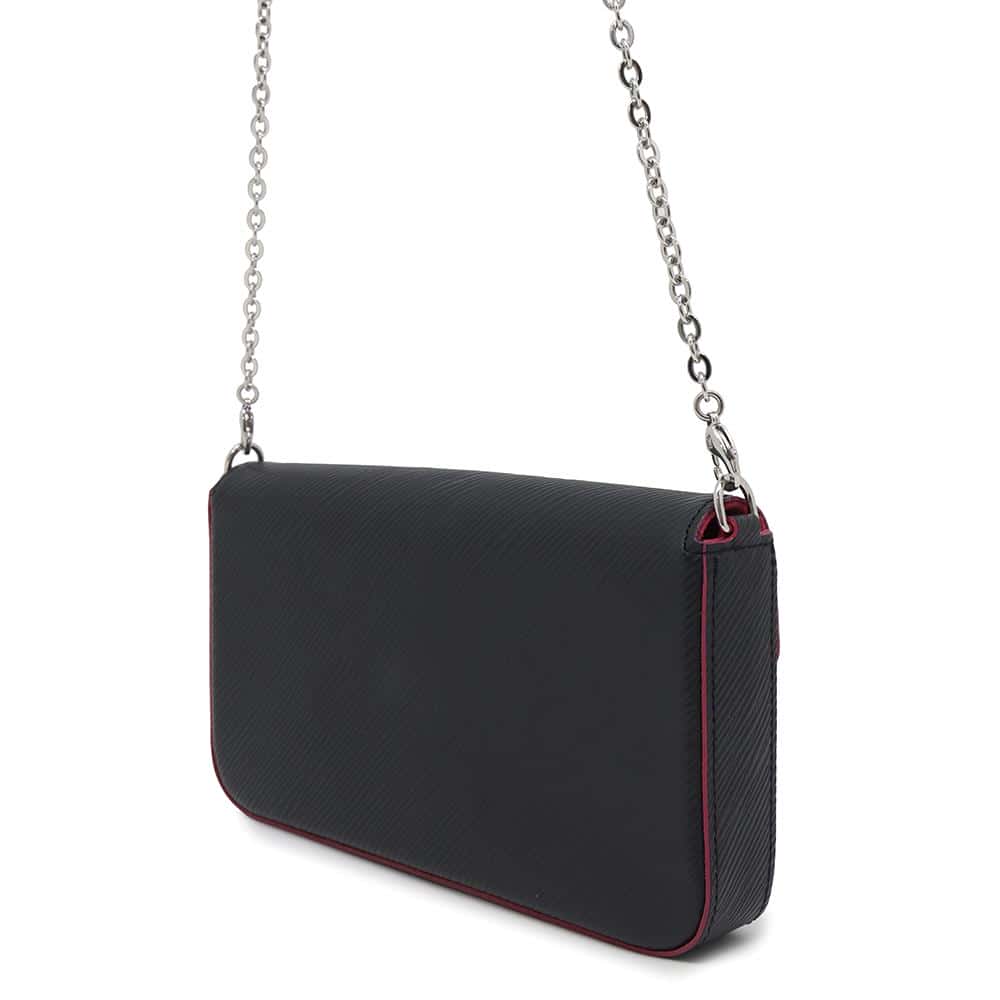 LOUIS VUITTON Felicie Pochette  Noir/Hot pinkM64579 Epi Leather