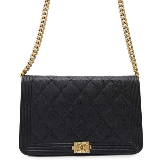 CHANEL Boy Chanel Chain Wallet BlackAP1117 Caviar Leather