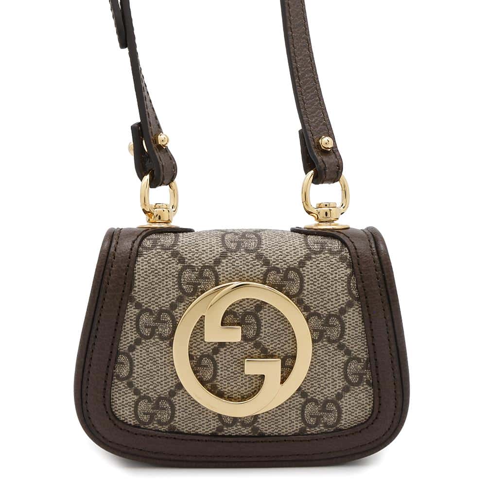 GUCCI GG Supreme Blondie Shoulder Card Case Wallet Beige/Brown698635 GG SupremeCanvas/Leather
