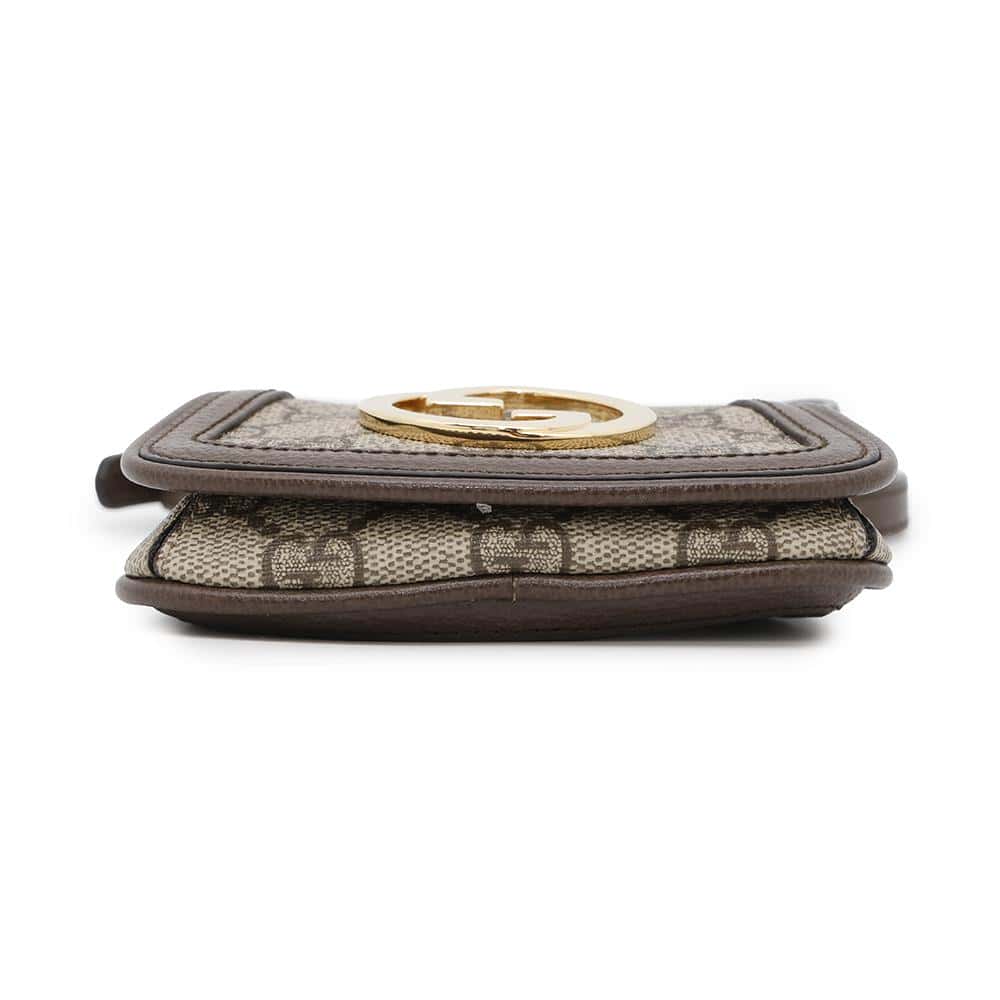 GUCCI GG Supreme Blondie Shoulder Card Case Wallet Beige/Brown698635 GG SupremeCanvas/Leather