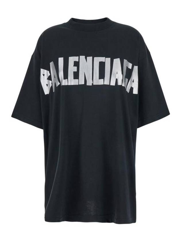 Luxury Balenciaga Trending 2026 Tape Type Short Sleeve T-Shirt Black