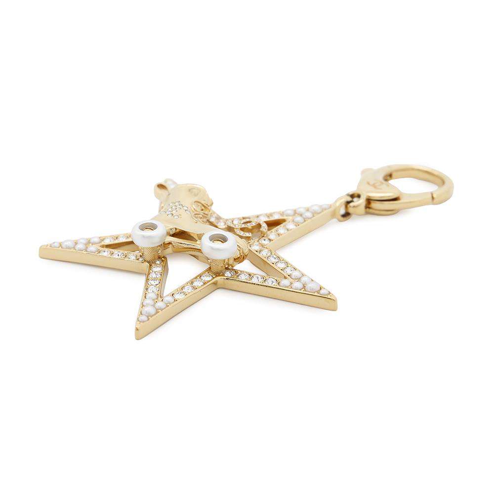 CHANEL Star Motif Bag Charm GoldABC666 Metal Rhinestone Faux Pearl