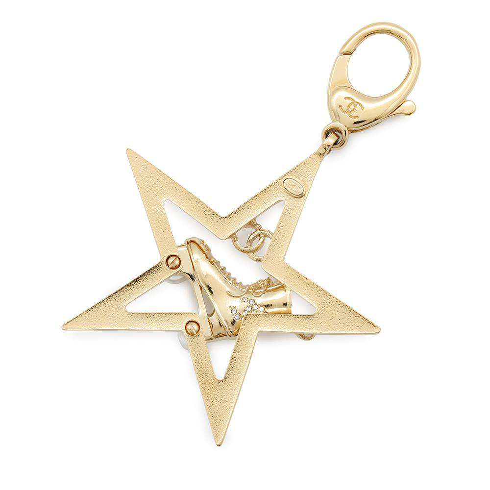 CHANEL Star Motif Bag Charm GoldABC666 Metal Rhinestone Faux Pearl